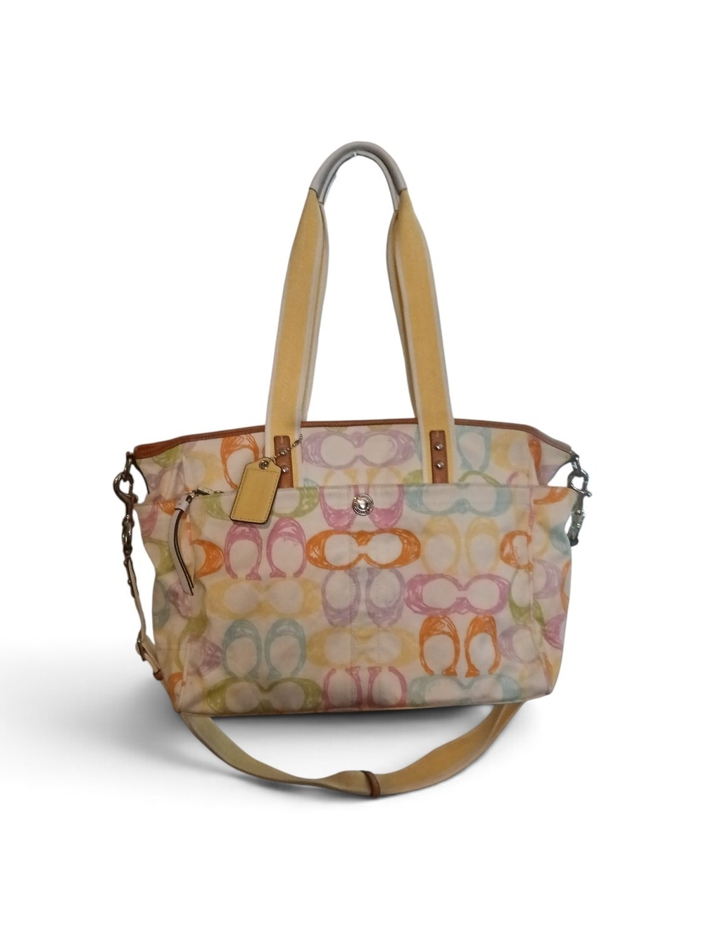 Coach Multicolor Signature Tote with Yellow Trim
